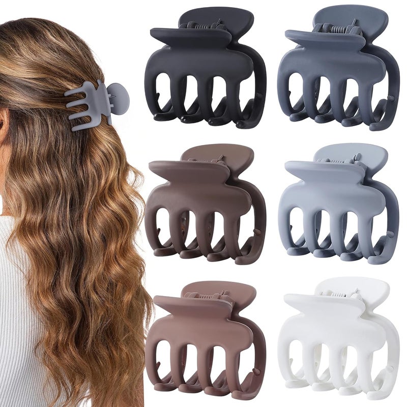USDNICE 6 Pcs Hair Clips Small Claw Clips for Thin Hair Medium Matte Non-slip Hair Accessories for Women and Girls (Brown Grey) - Image 1